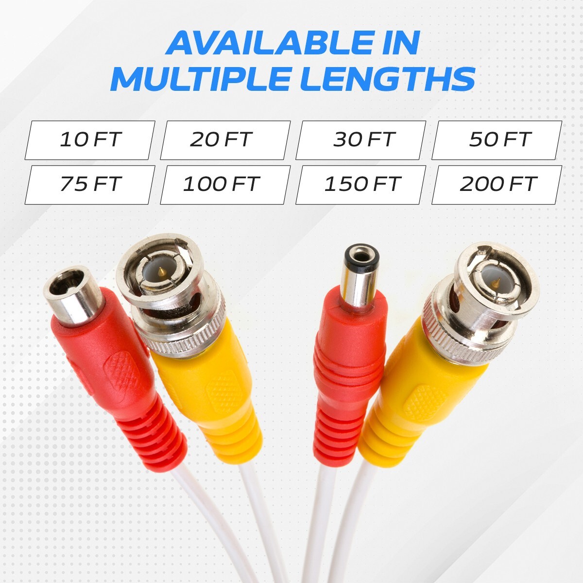 CCTV Security Camera cable BNC DC Power Video Siamese Dual Wire 20awg White LOT