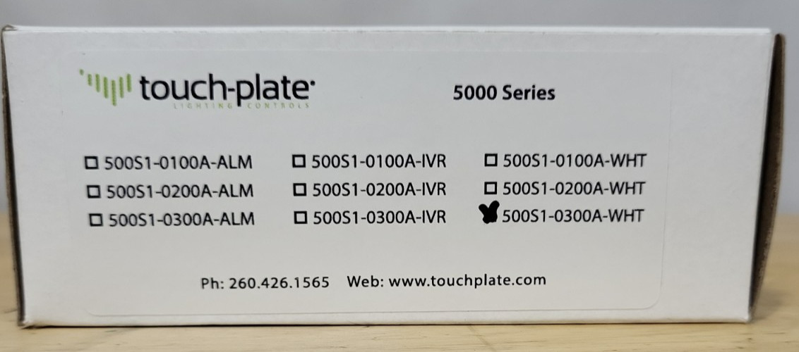 Touch Plate Lighting Controls White 5000 Series Triple Switch 500S1-0300-WHT