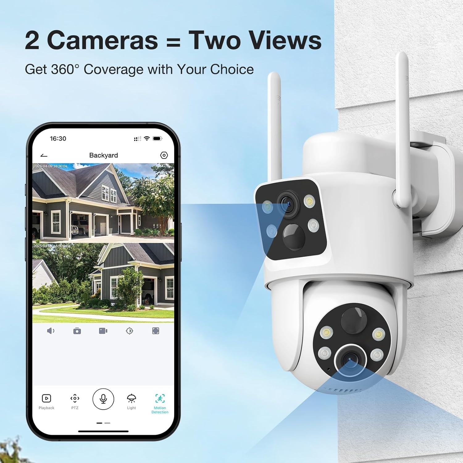 Easy-to-Install Solar Security Camera with 360° Pan/Tilt & Color Night Vision