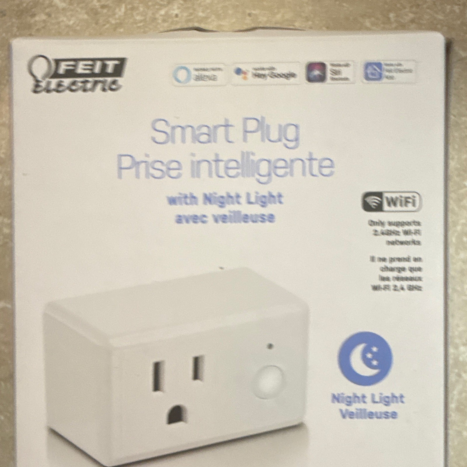 Feit Electric Smart WiFi Plug w/ Night Light Alexa Google Siri 120V 15A White