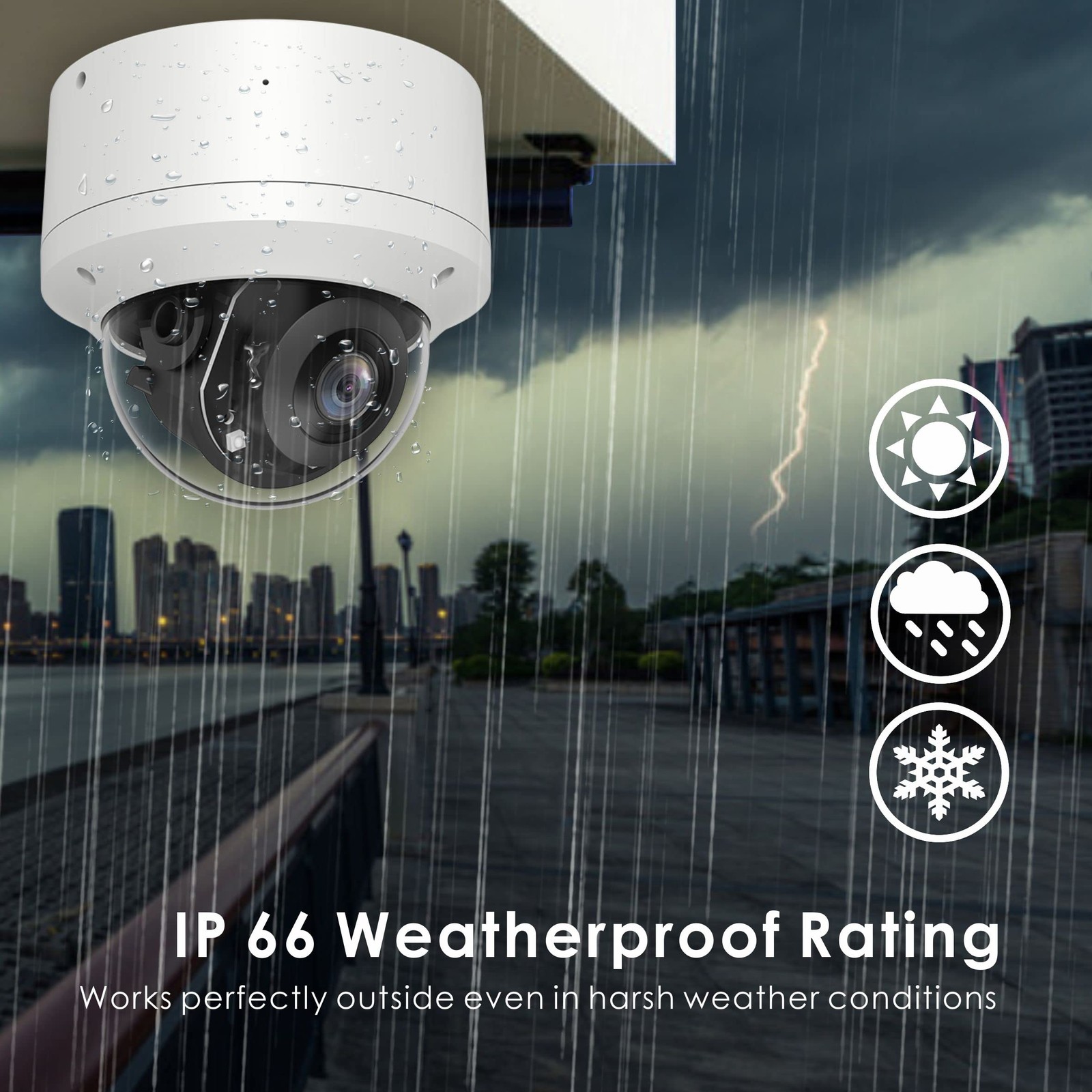 4K 2.5” PoE PTZ IP Camera with Mic/Audio, Pan 0~355° Tilt 0~90°