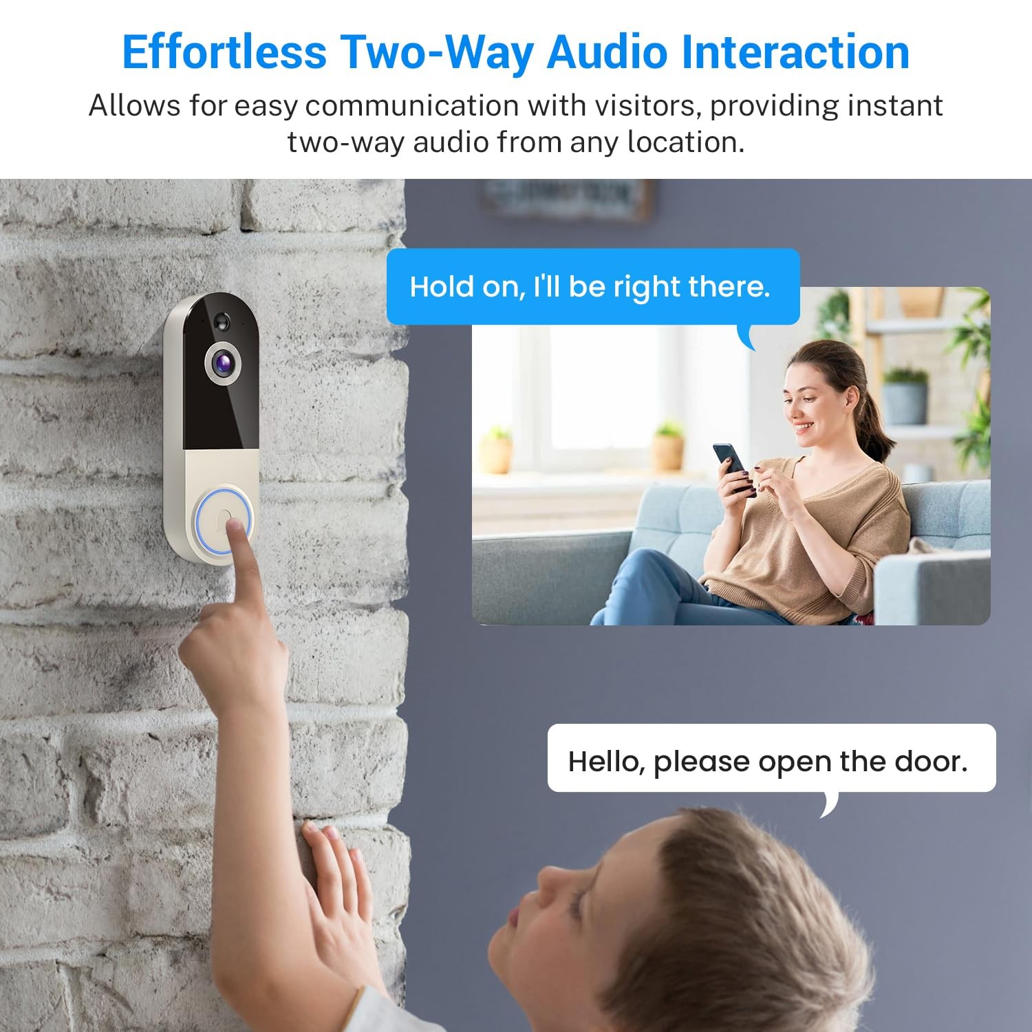 Lunelyx 1080p Wireless Video Doorbell Camera, Smart Outdoor Linen