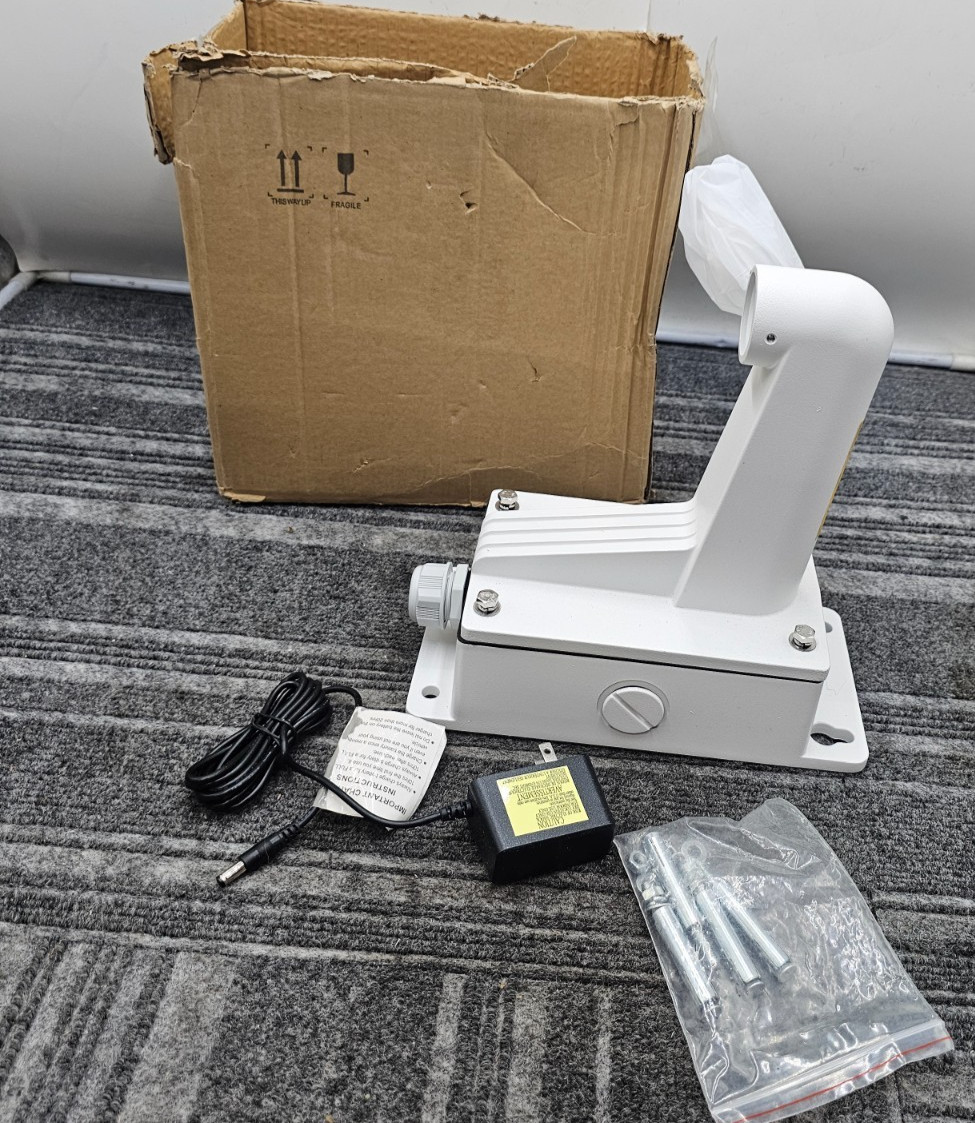 Hikvision WML 302700464 White Long Camera Wall Mount Bracket w/ Junction Box