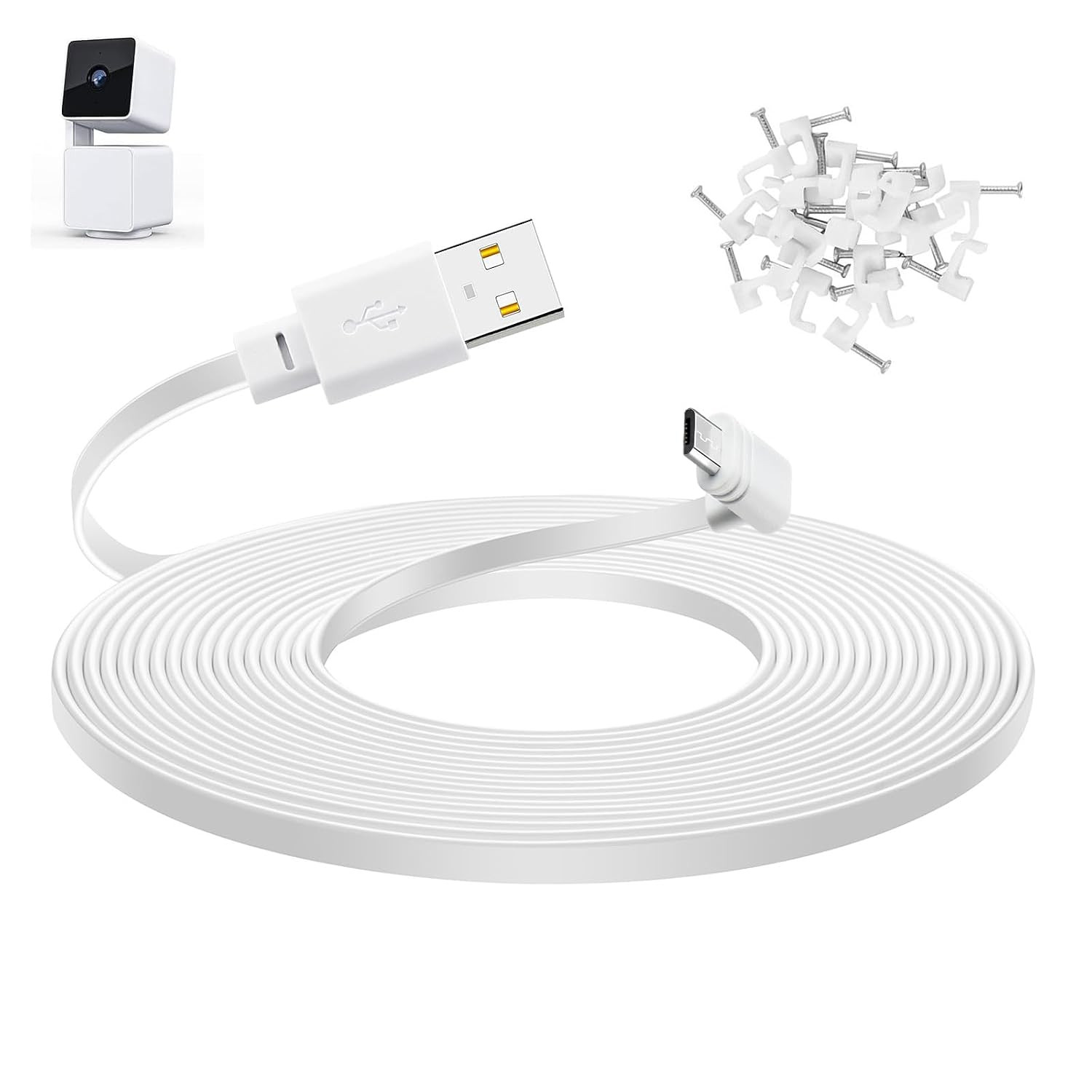 Smays 50 Ft Extension Cable for WYZE Cam Pan V3 Outdoor Camera, Long Micro USB