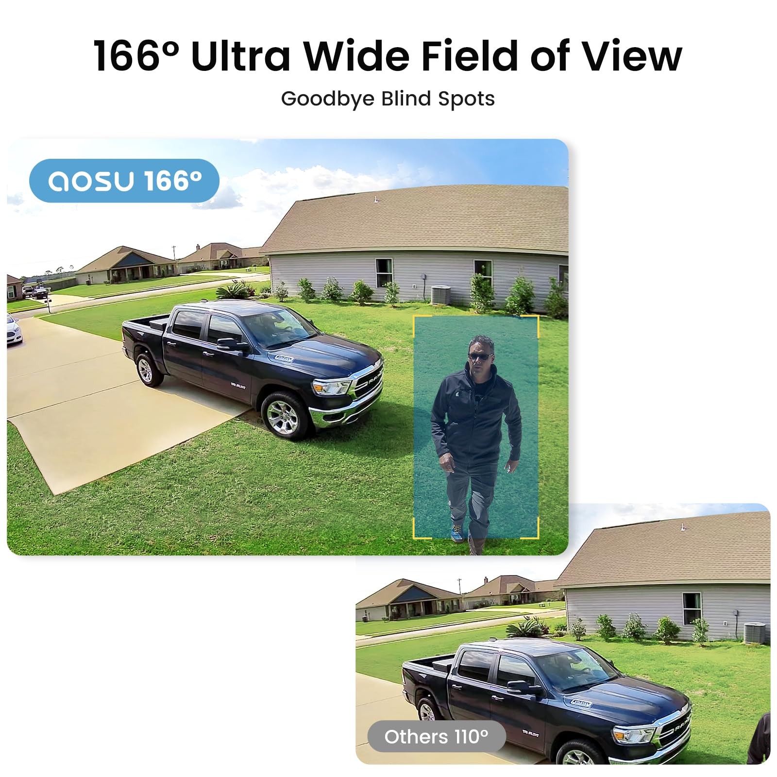 aosu Solar Security Cameras Wireless Outdoor, 2-Cam Kit, 2K QHD Home 2 PACK