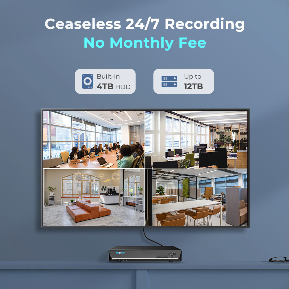 Reolink 16CH 4TB NVR Home 12MP PoE Security Camera System Outdoor 24-7 Recording