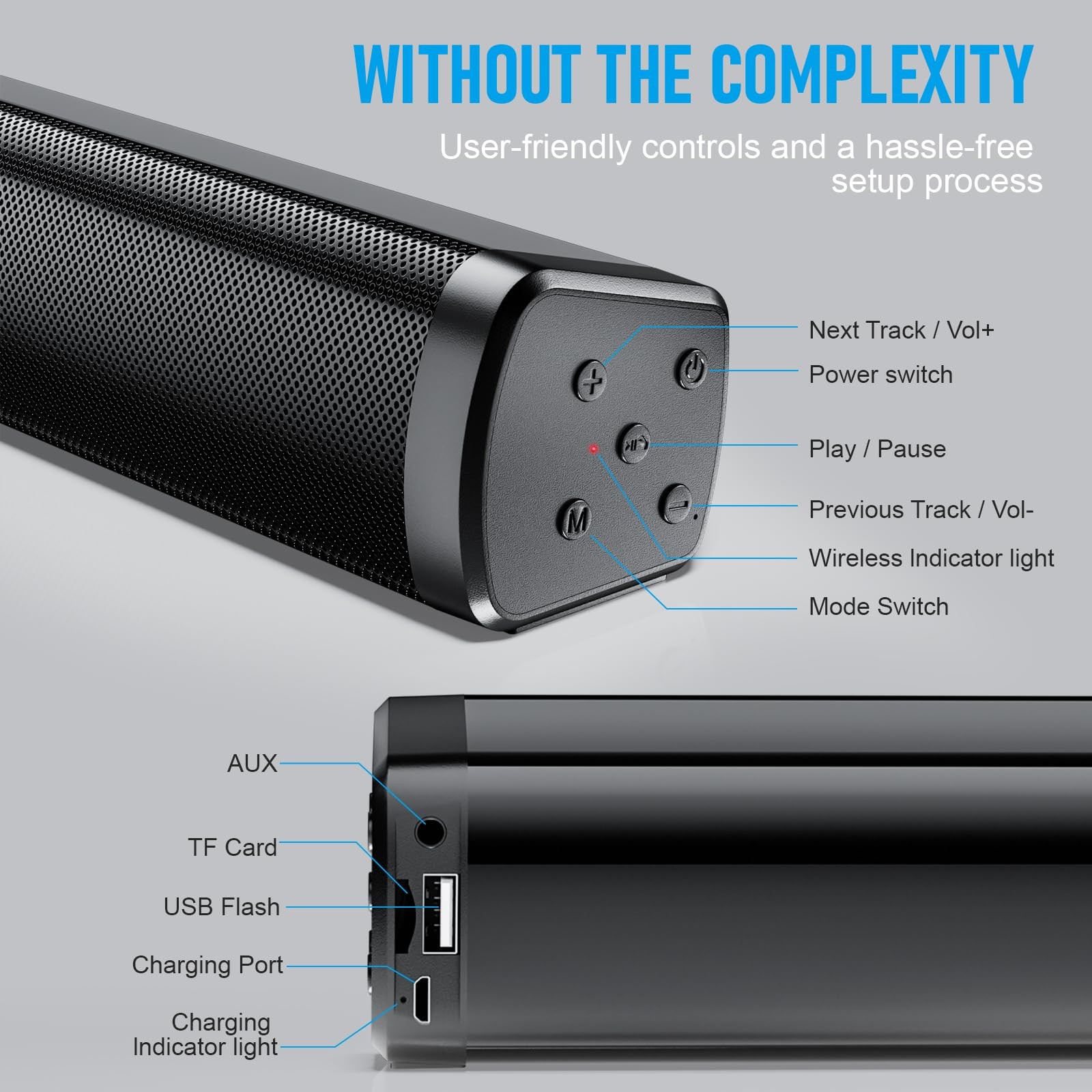 Portable Long bar Speaker, Bluetooth Wireless Speaker, Powerful Speaker for H…