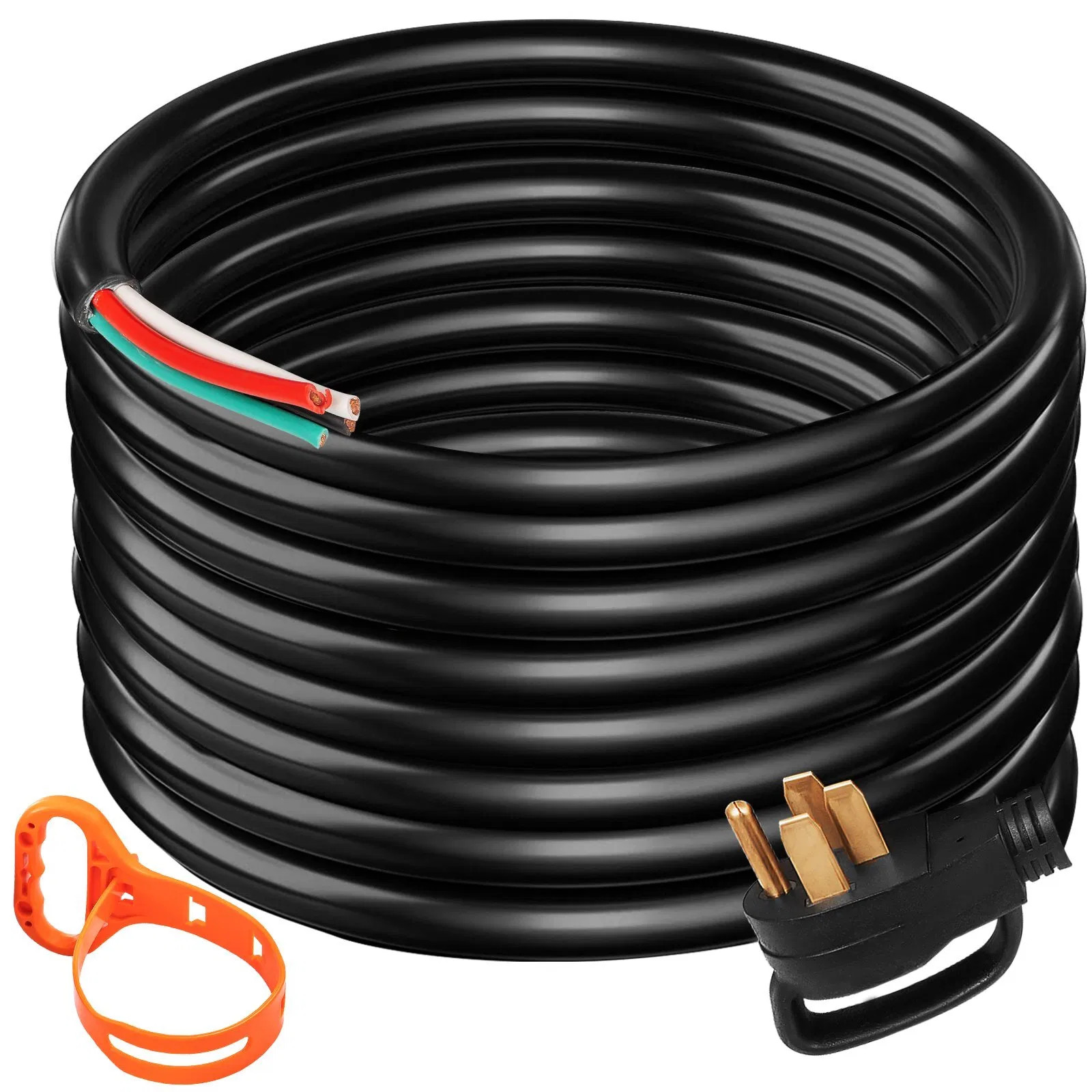 15 ft 50A RV Camp Power Cord Generator Cord 6/3+8/1 AWG NEMA 14-50P to Bare Wir