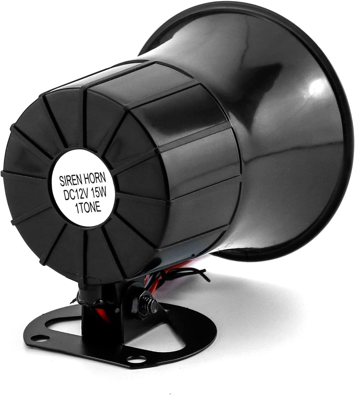 QWORK Electric Siren Horn, DC 12V Security Loud Wired Alarm 1 Pack, Black