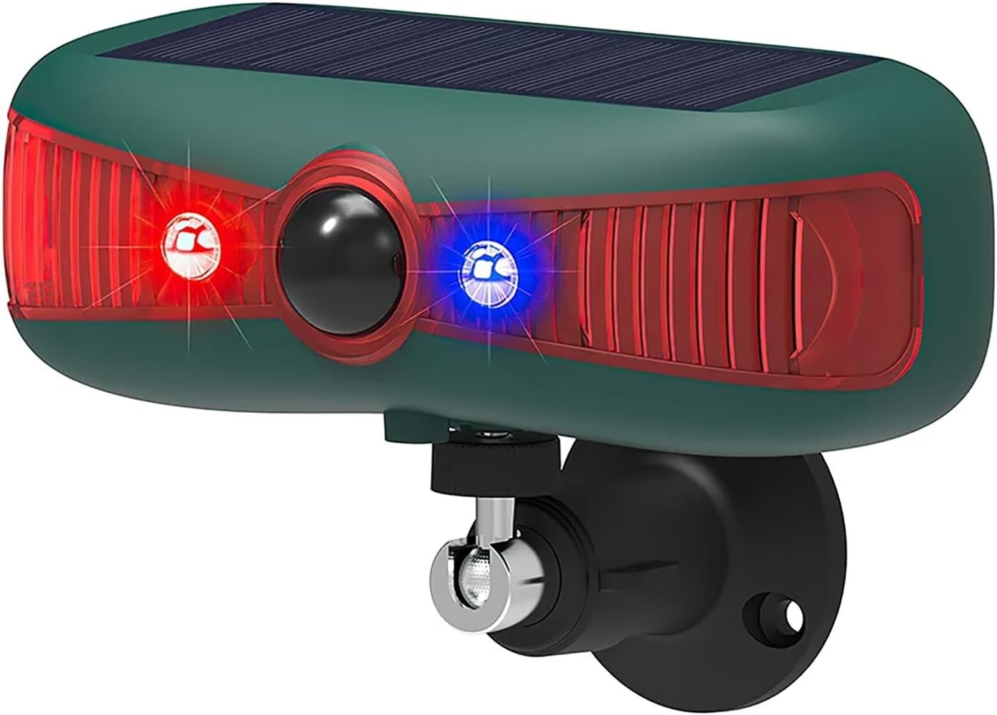 Outdoor Solar-Powered Motion Sensor Alarm with 13 Sounds & Red/Blue Strobe Light