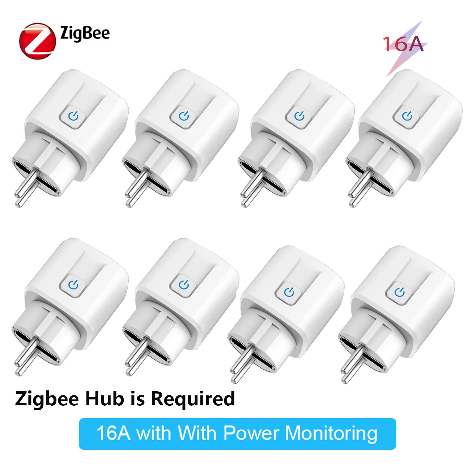 16A/20A Tuya ZigBee 3.0 Smart Plug EU Power Monitor Wireless App Voice Remote Co