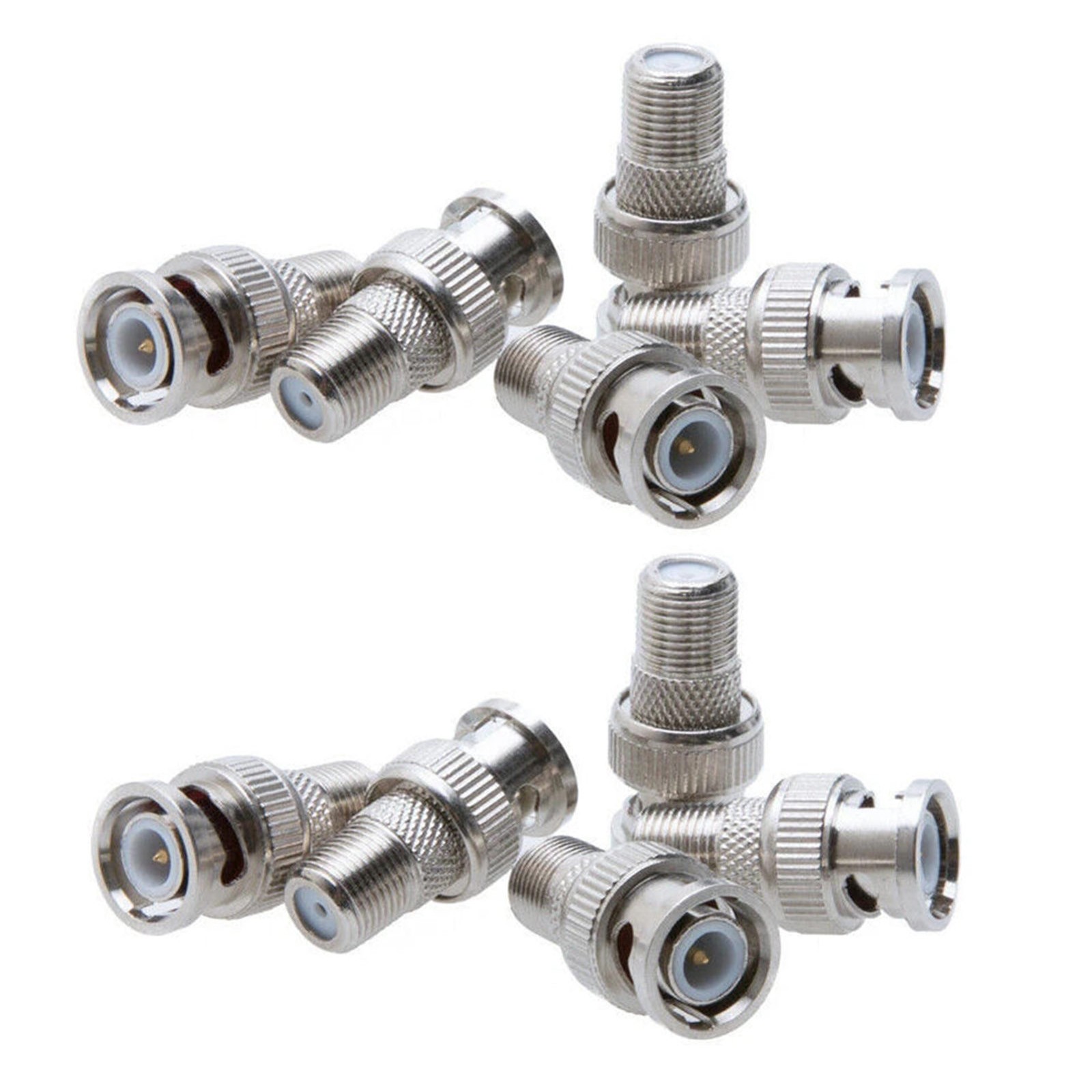 10PCS BNC Male to F Female Coaxial Adapter Replacement Part for CCTV Security