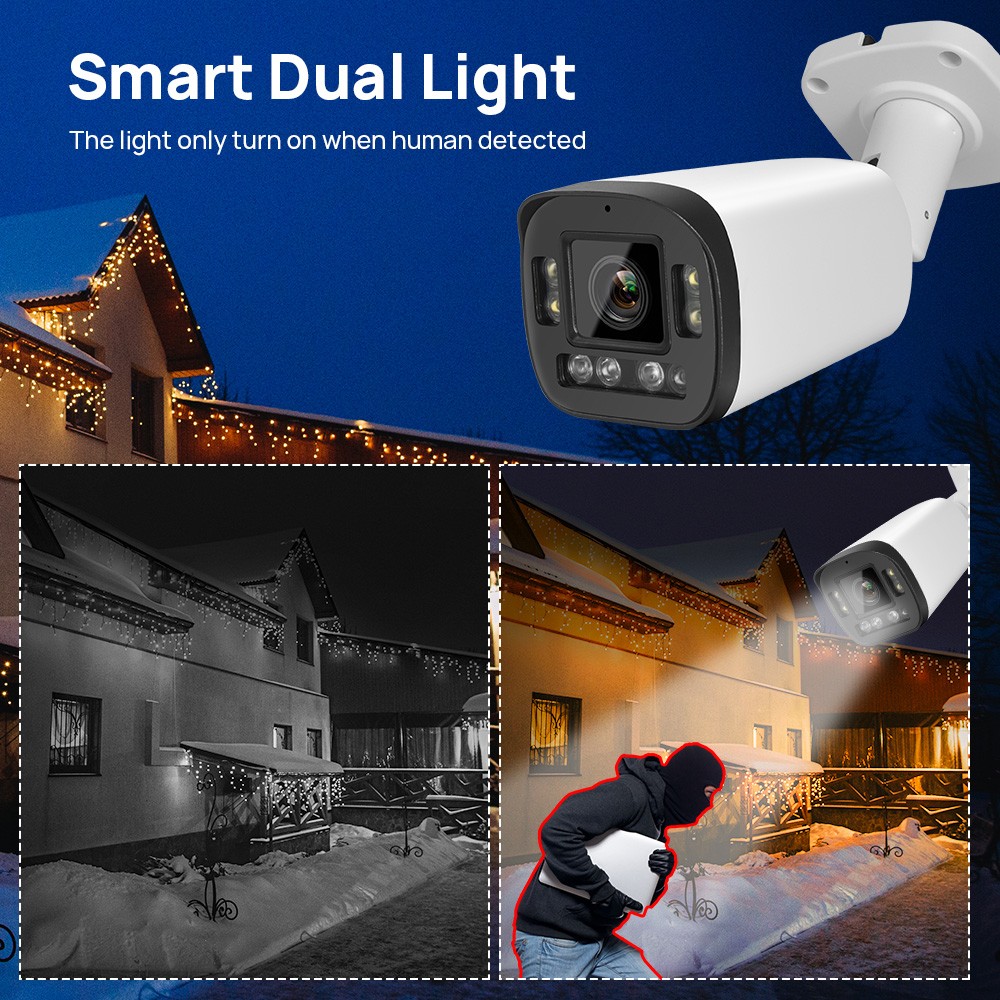 VIKYLIN Dual light Color Bullet 5×ZOOM POE 8MP PTZ Camera Onvif Outdoor viewer
