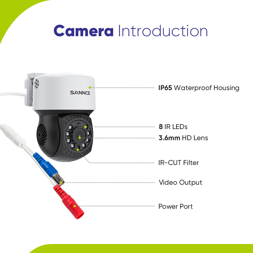 SANNCE 1080P Home Security PT Camera Pan Tilt Outdoor IR Night Vision Waterproof