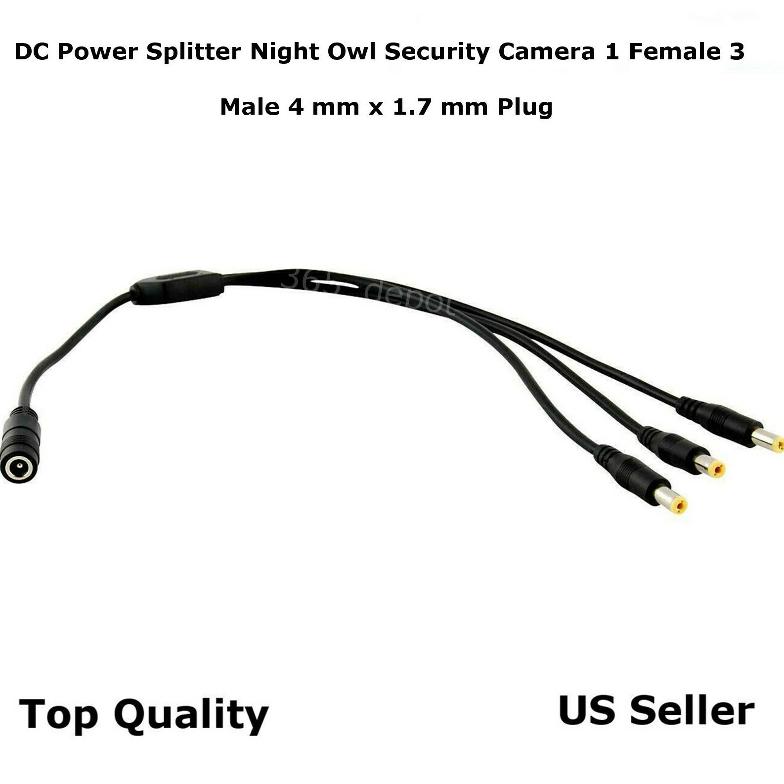 DC Power Splitter Night Owl Security Camera 1 Female 3 Male 4 mm x 1.7 mm Plug