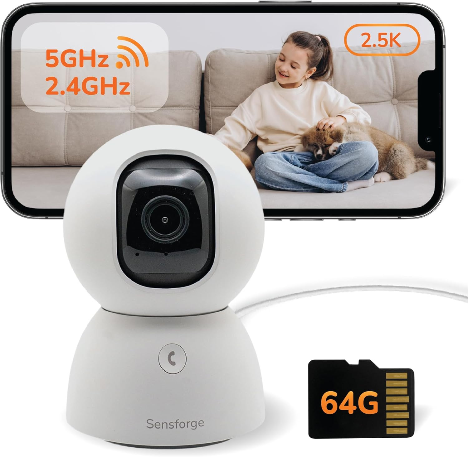 2.5K Pan-Tilt Security Camera, 360° Dual-Band Wifi Camera for Home, Free AI Huma