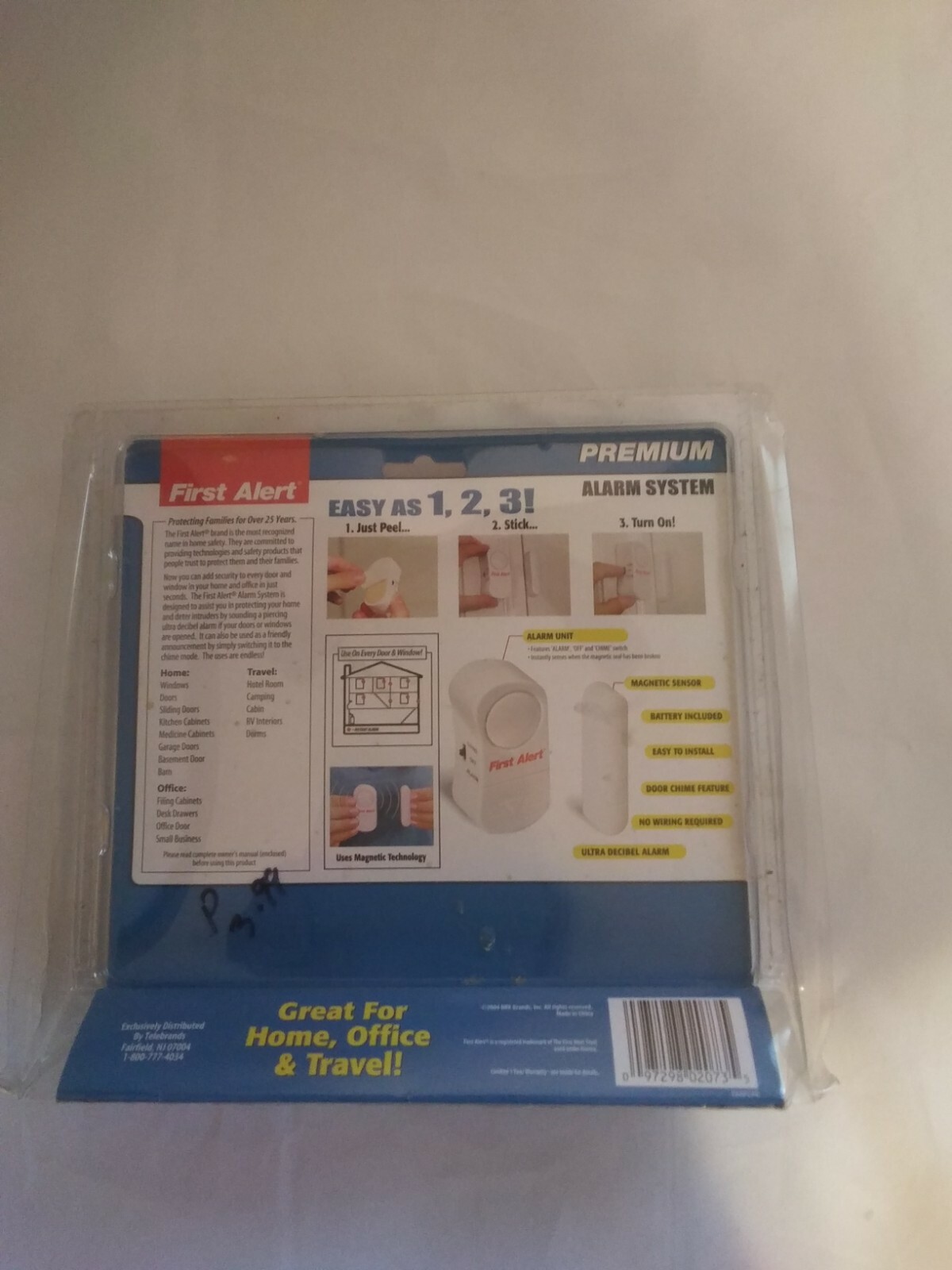 First Alert Instant Alarm For 4 Windows or Doors Peel and Stick As Seen on TV