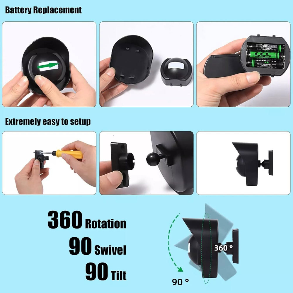 H2C8 Waterproof 656ft Wireless Driveway Alarm Motion Sensor Alarm Indoor Outdoor