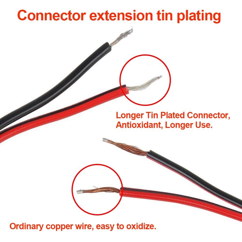 DC Power Pigtail Cable 10 Pair 18AWG Male Female Connector Set