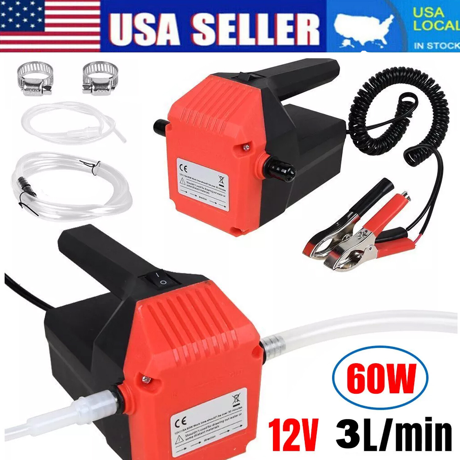 Electric Fuel Transfer Pump Diesel Kerosene Oil Commercial Auto 12V 60W