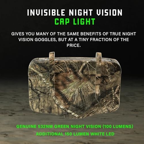 Night Vision Cap Light –Compact, Clip-On Hat Flashlight Powered by AAA | Dual