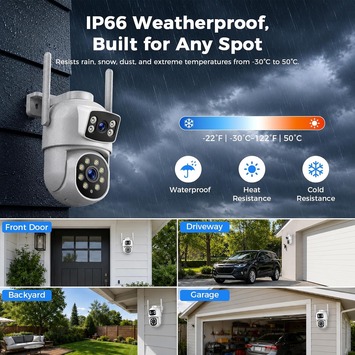 5G WiFi Wireless Security Camera System Dual Lens 10CH NVR 500GB HDD Outdoor Lot