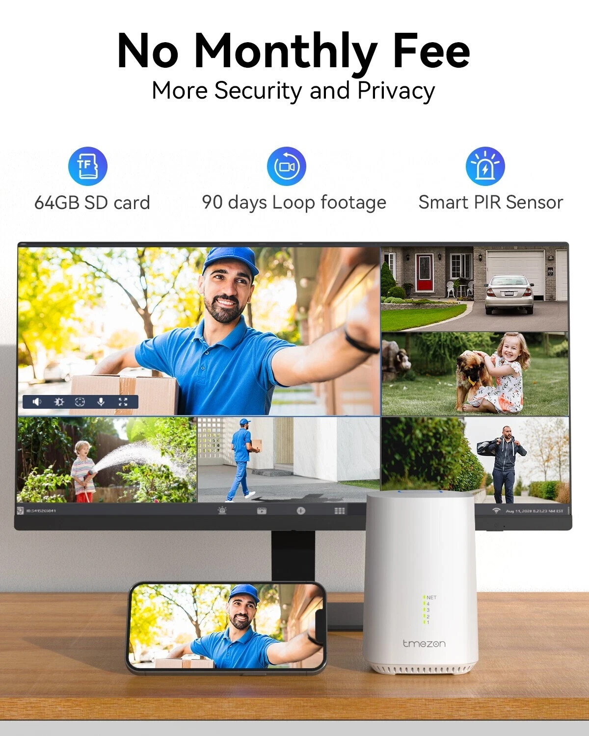 Solar Battery Powered Wireless Security Camera System WiFi IP Outdoor Home HDMI