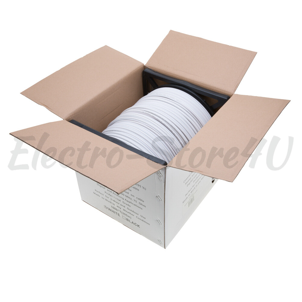 1000ft RG59 Siamese 20AWG Cable Coaxial + 18/2 Security Camera Wire – Bulk White