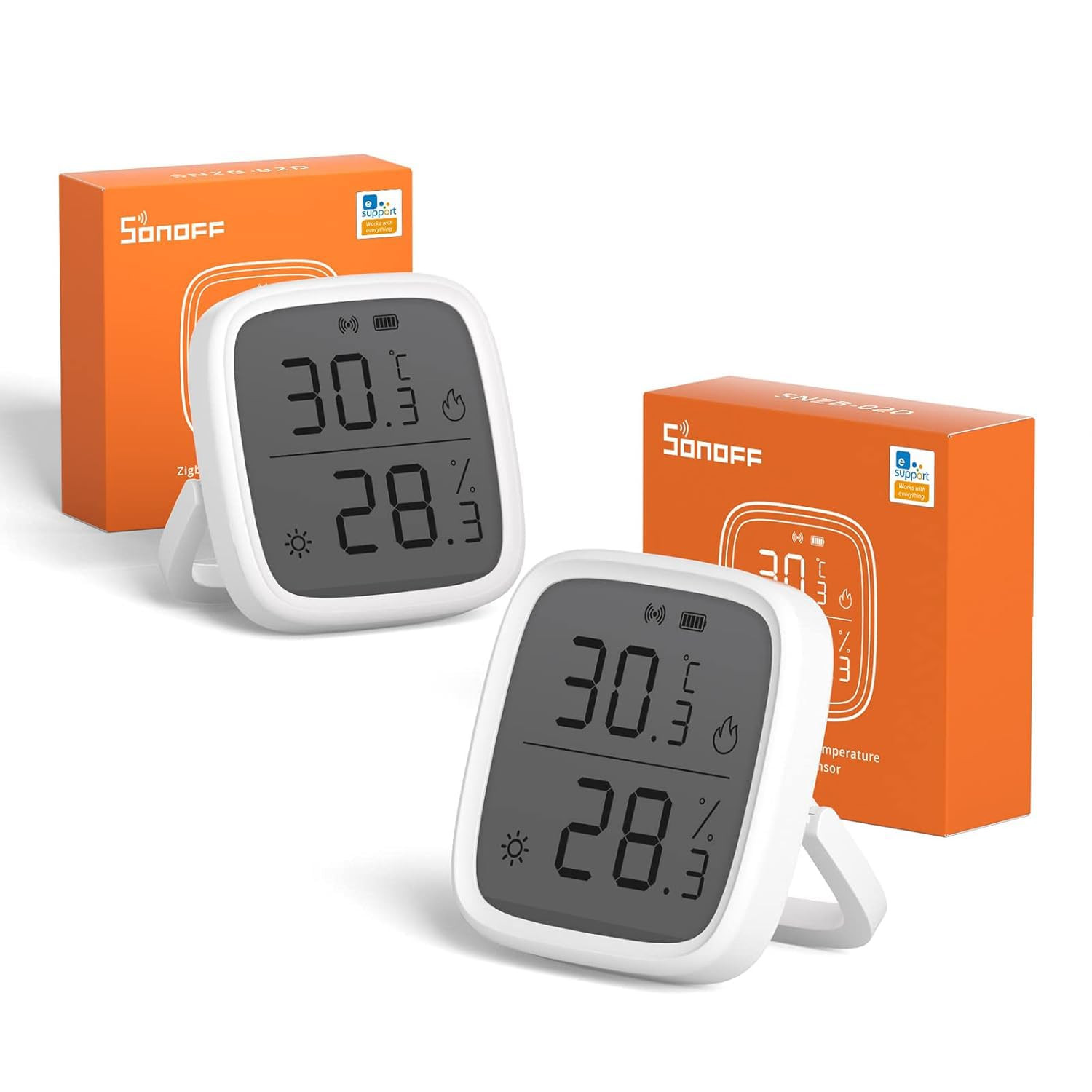 Zigbee Indoor Temperature Humidity Sensor, SNZB-02D LCD Wireless Smart Thermomet