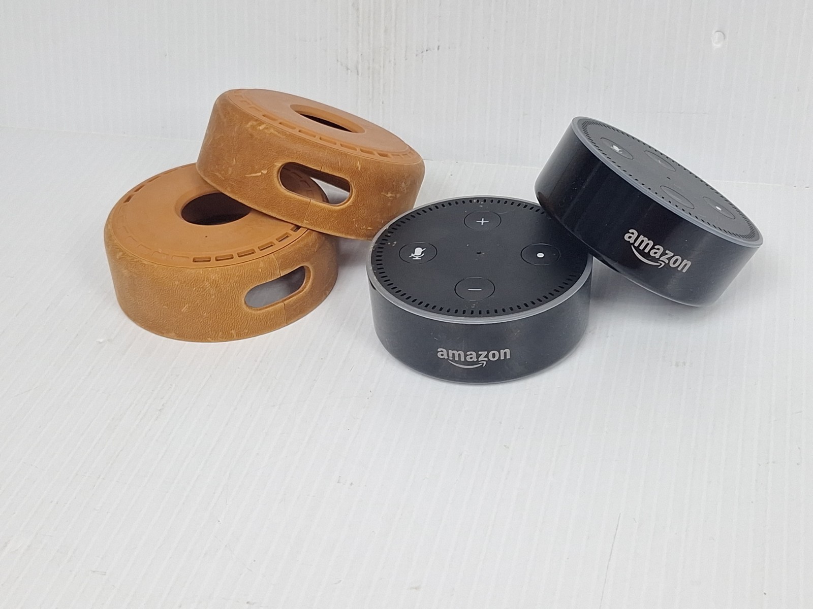 Lot of 2 Amazon Echo Dots (2nd Gen) Alexa Smart Speakers with Boots – No Cords
