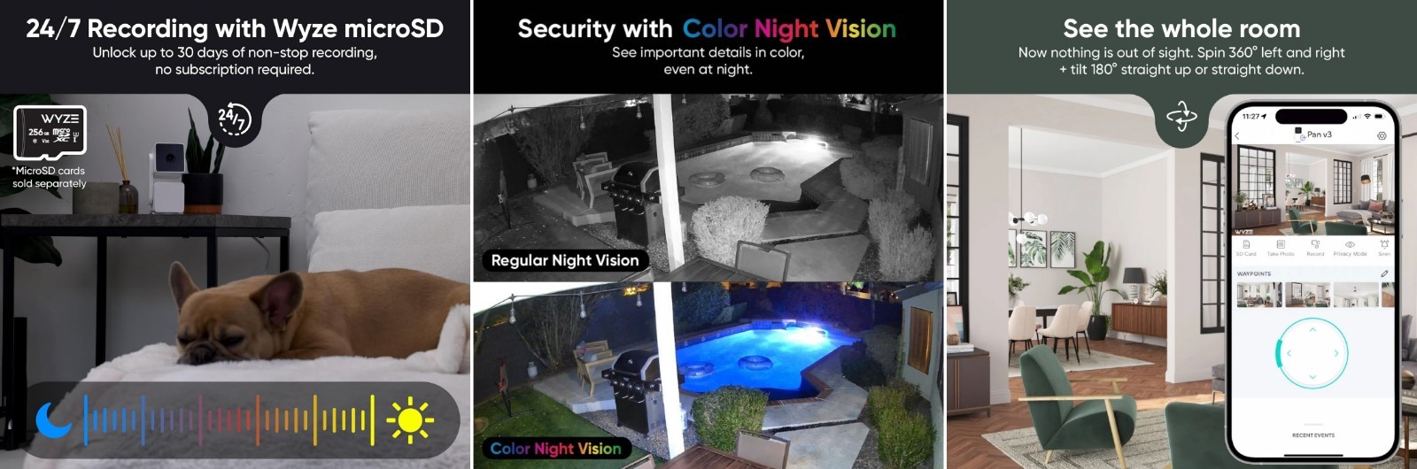 ✅ Wyze Cam Pan v3 Indoor/Outdoor Wifi 1080p Pan/Tilt/Zoom Camera Black・4-Pack ✅
