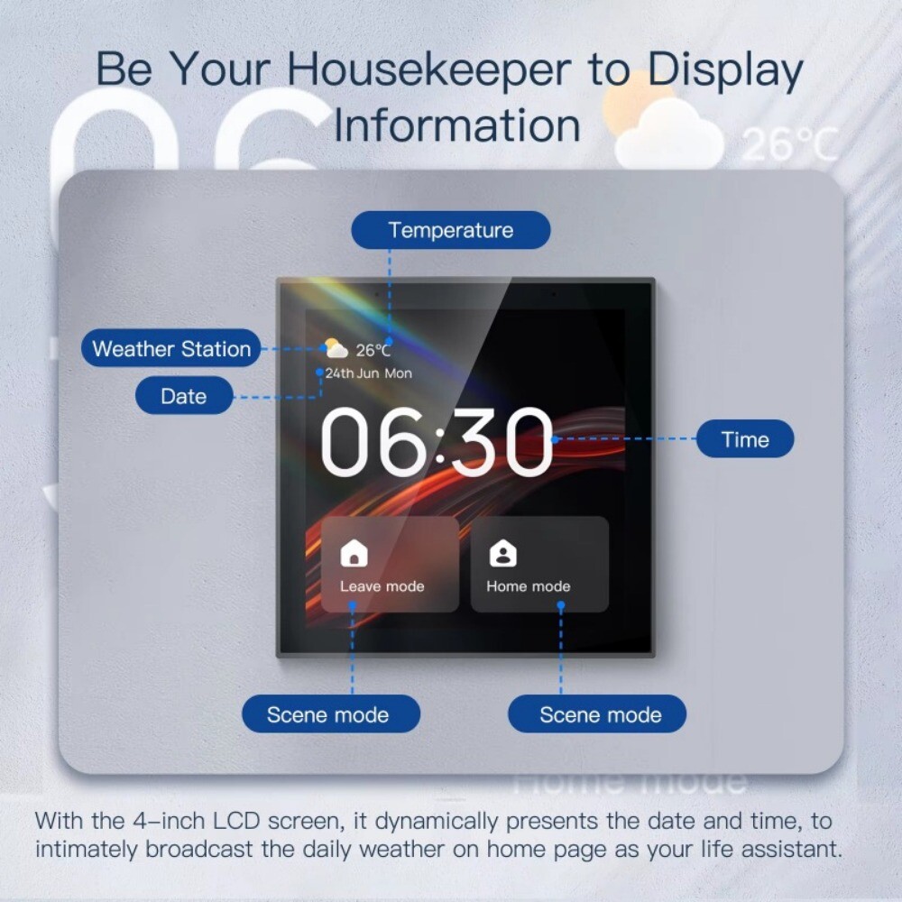 Wireless 4 inch Voice Control Smart Home Automation Control Touch Panel
