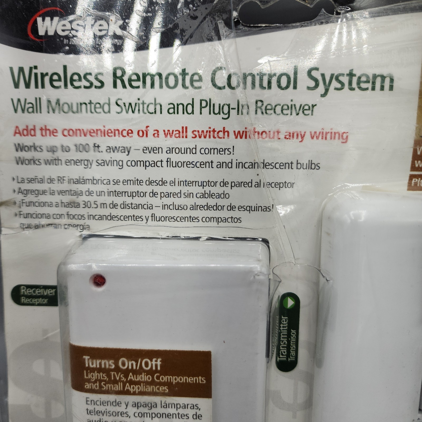 Westek Wireless Remote Control Wall Mounted Switch & Plug-In Receiver RFK100