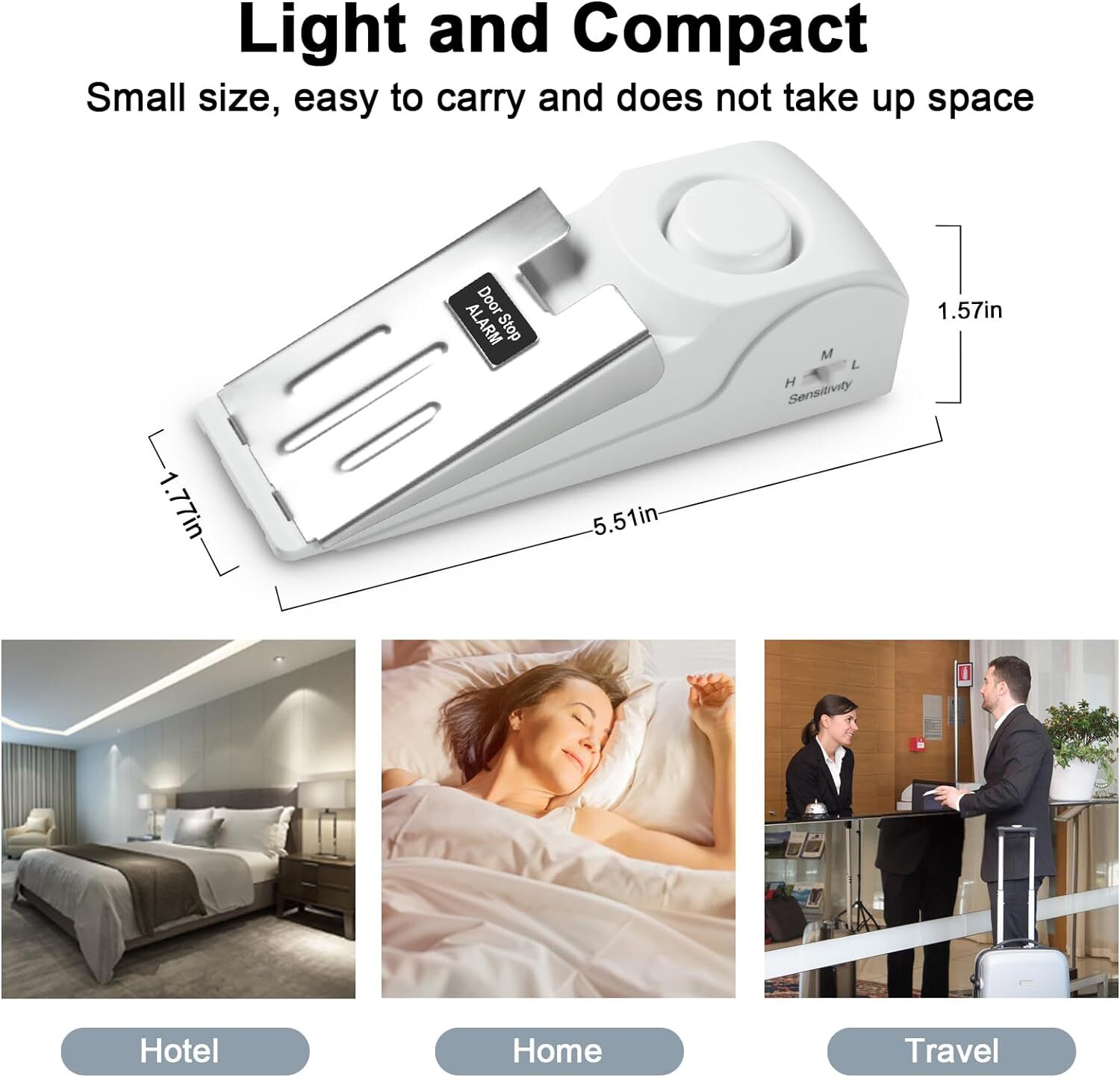 2 Pack Security Door Stop Alarm 120DB Hotel Home Portable Security Safety Tools