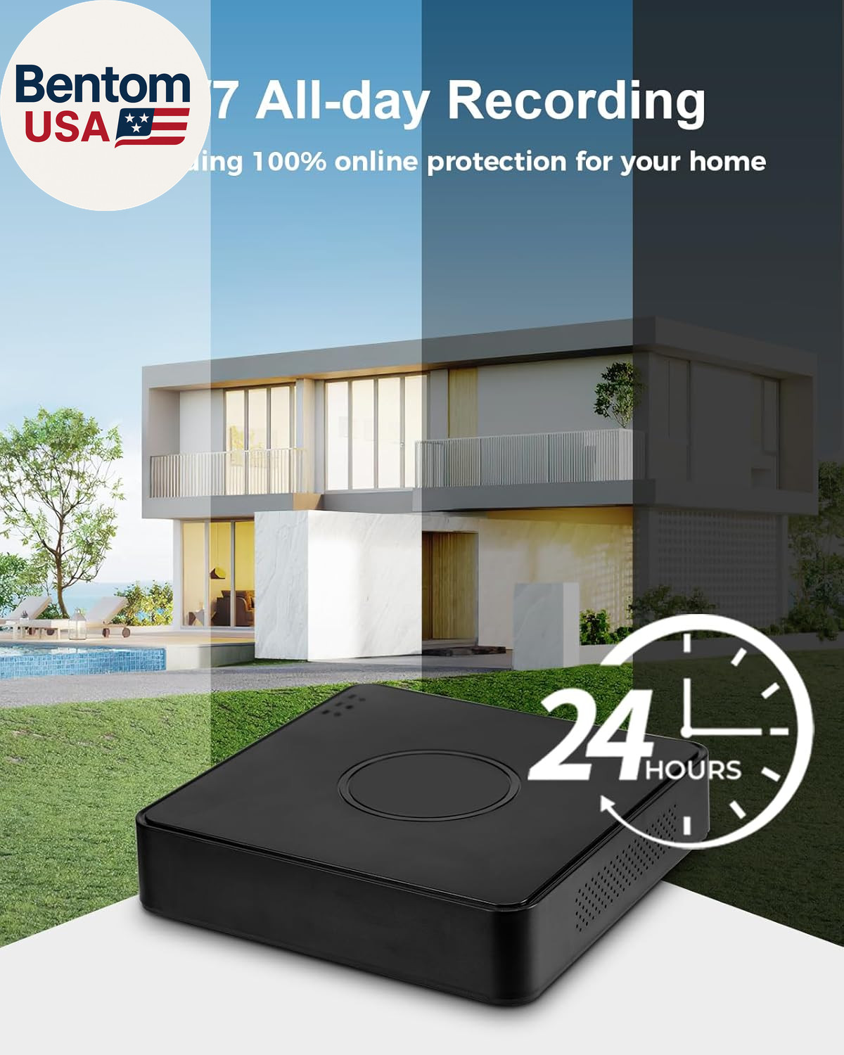 4CH 1080P Wired Security Camera System, CCTV DVR with 512GB Hard Drive, 4 X Hom