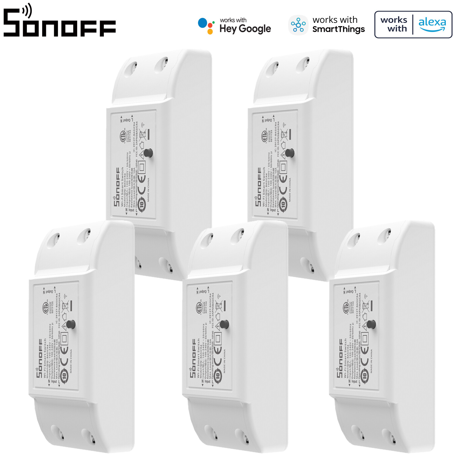 SONOFF BASICR4 WiFi Smart Light Switch 10A DIY Module eWeLink App Control 5Packs