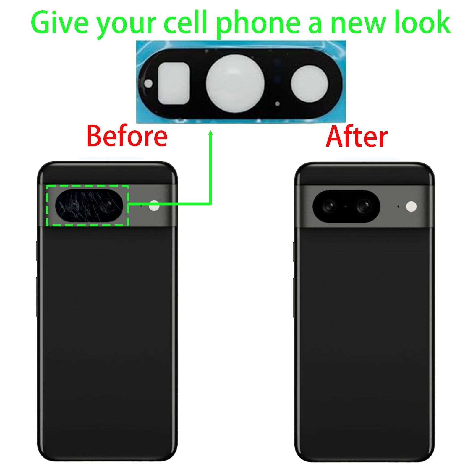 For Pixel 8 Pro Back Rear Camera Lens Glass Replacement for Google black