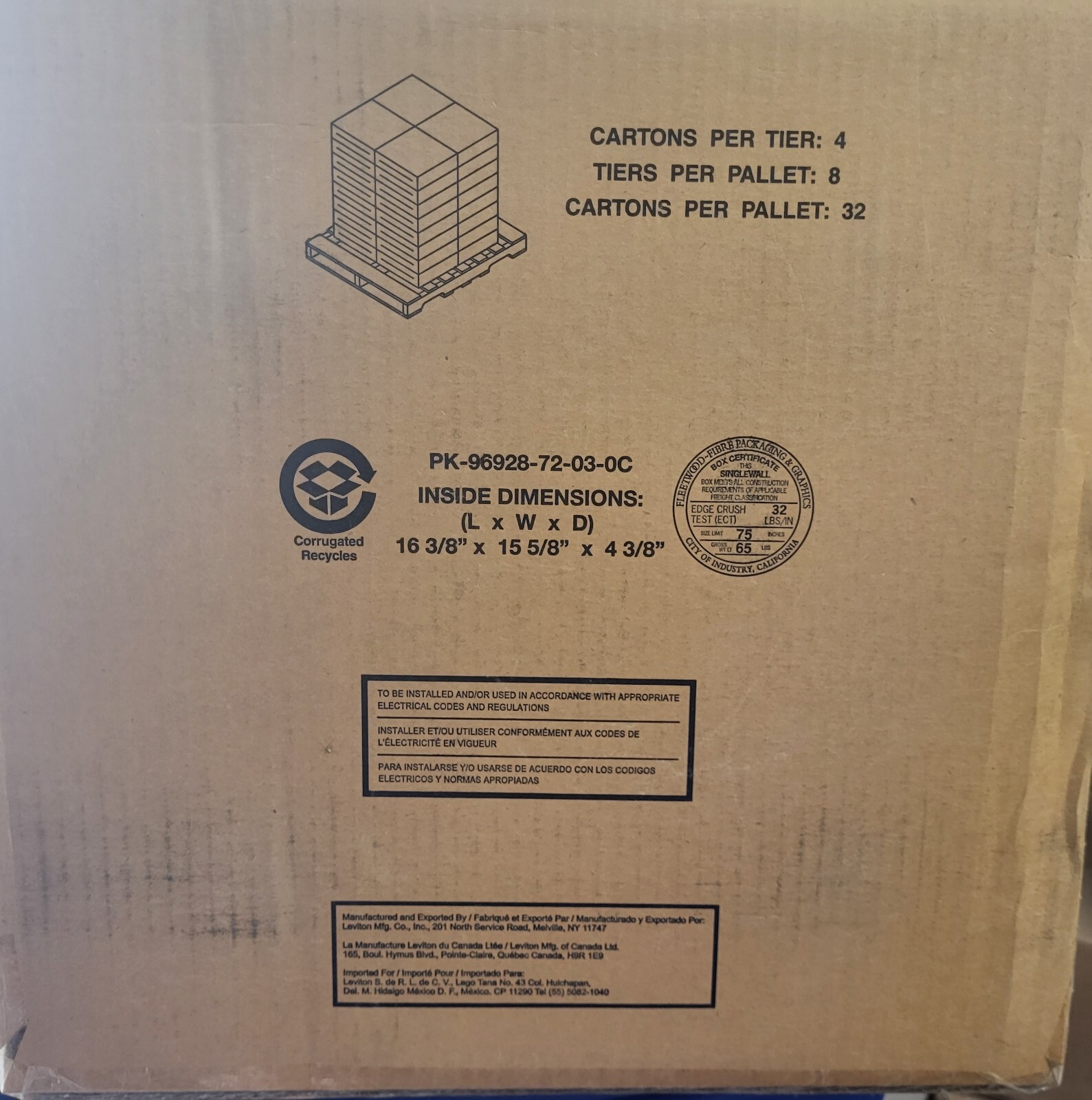 Leviton SMC Structured Media Enclosure w/Cover 14-Inch White 47605-140