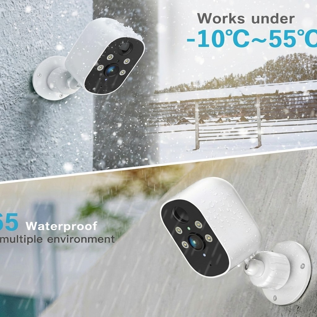 4Pcs Solar BatterCamera Outdoor Wireless WiFi Security Camera System Solar CCTV