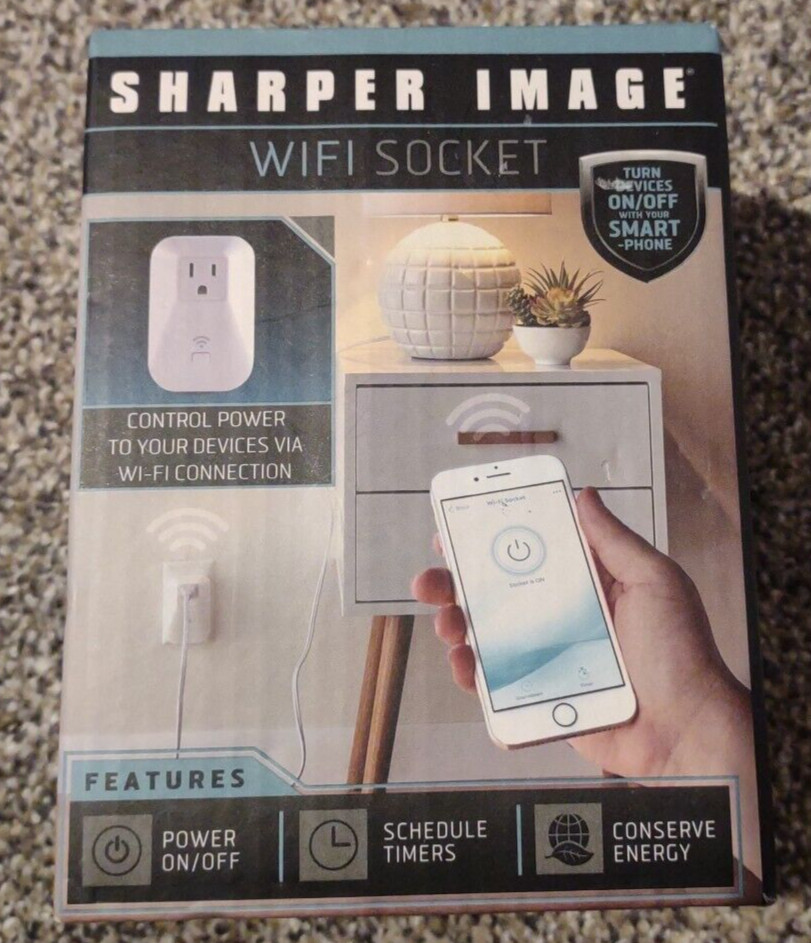 NEW Sharper Image Wi-Fi Socket Outlet Smart Wireless Smartphone iPhone Android