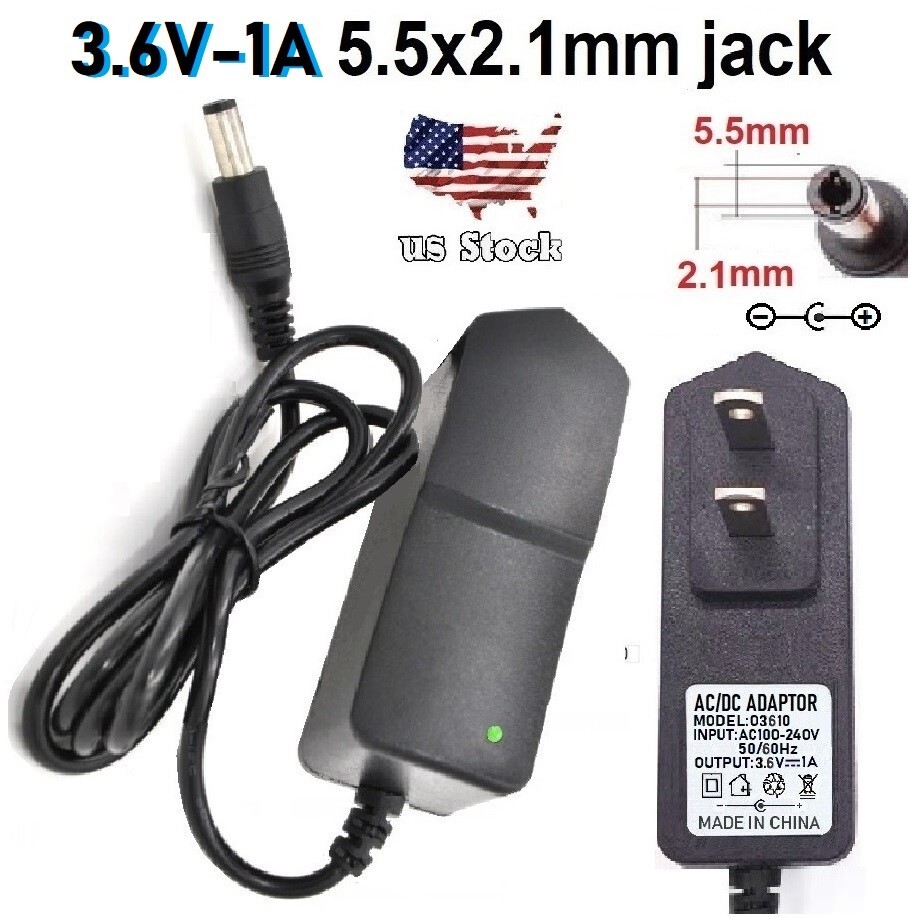 3.6V 1A 1000mA AC/DC 110-240V Converter Adapter Wall Charger Power Supply Mains