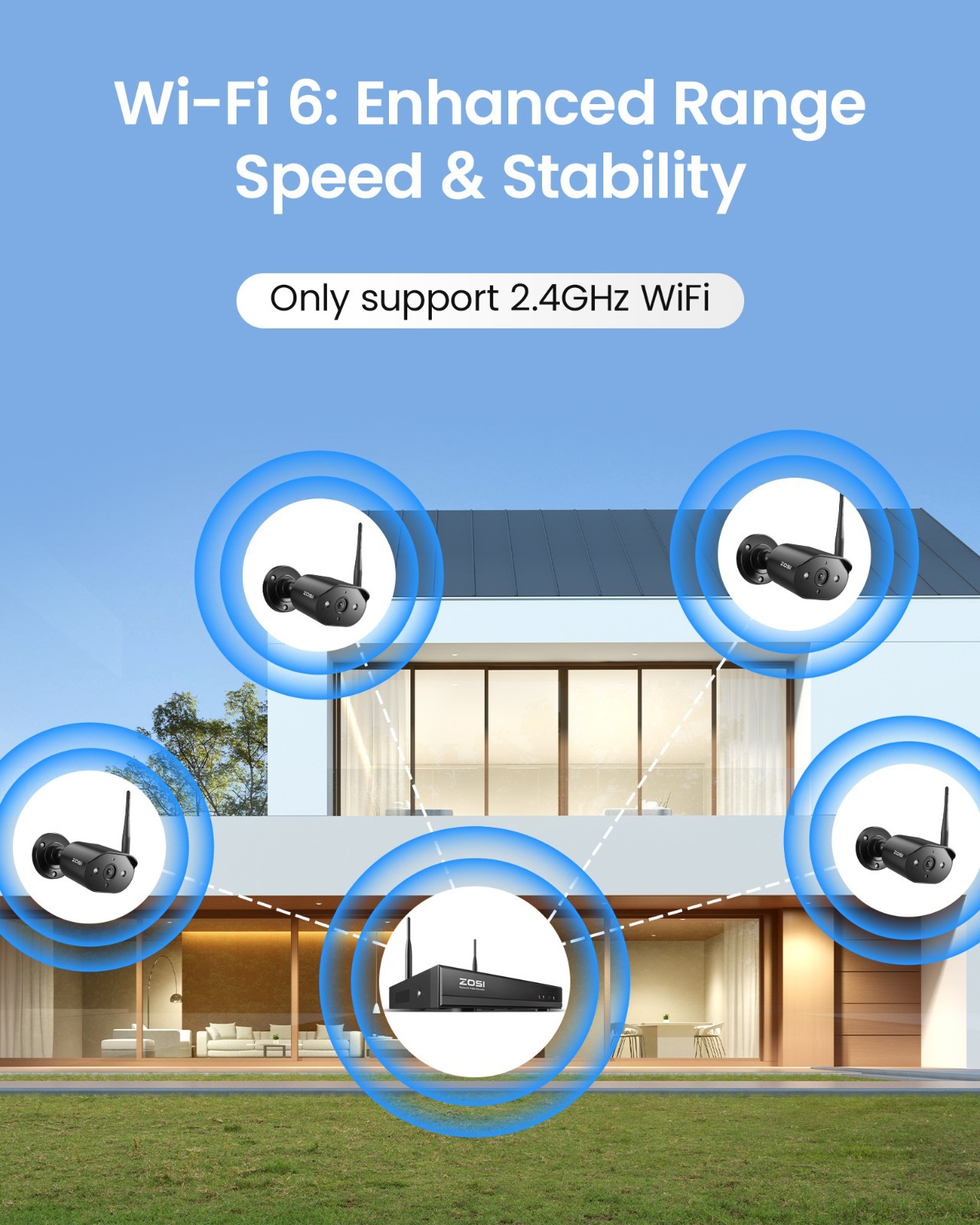 ZOSI H.265+ 8CH wireless security 3MP 2k wifi Outdoor camera system 1TB HDD