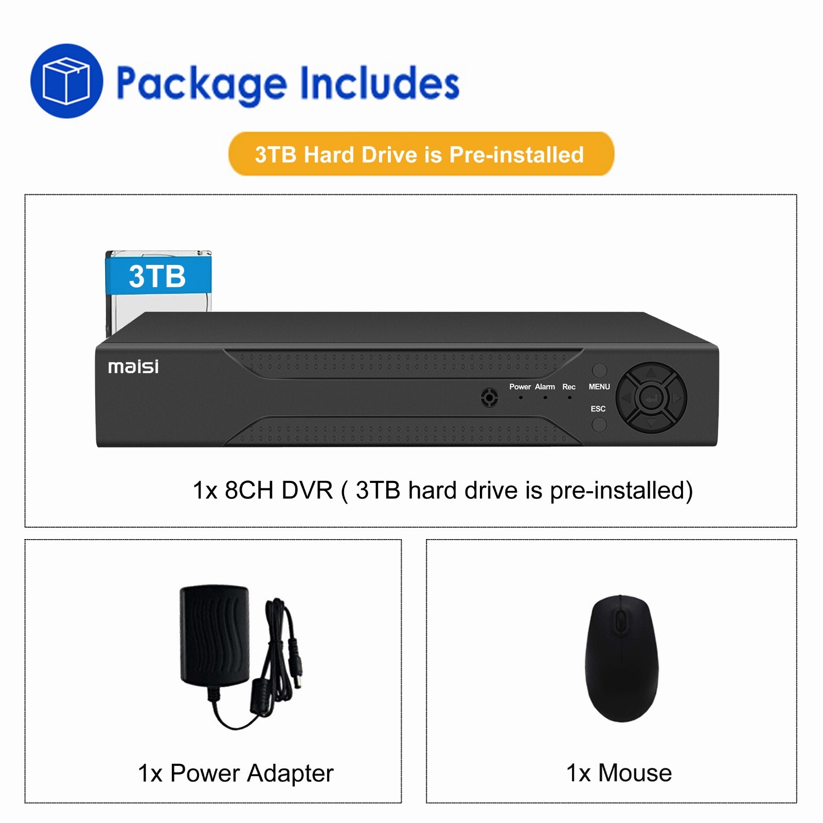 MAISI 8CH/ 4CH HD 5IN1 1080P DVR Video Recorder for CCTV Camera Kit 0-3tb