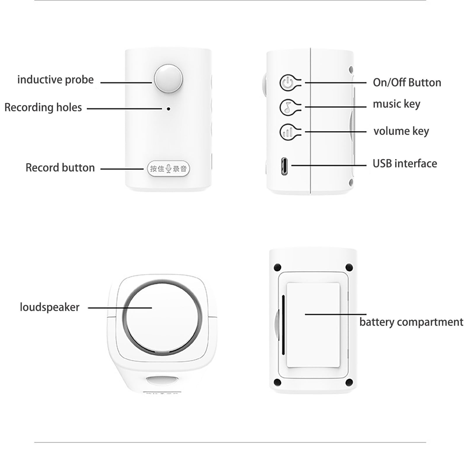 Motion Activated Voice Player – Recordable Voice, Built-in Microphone – Safet…