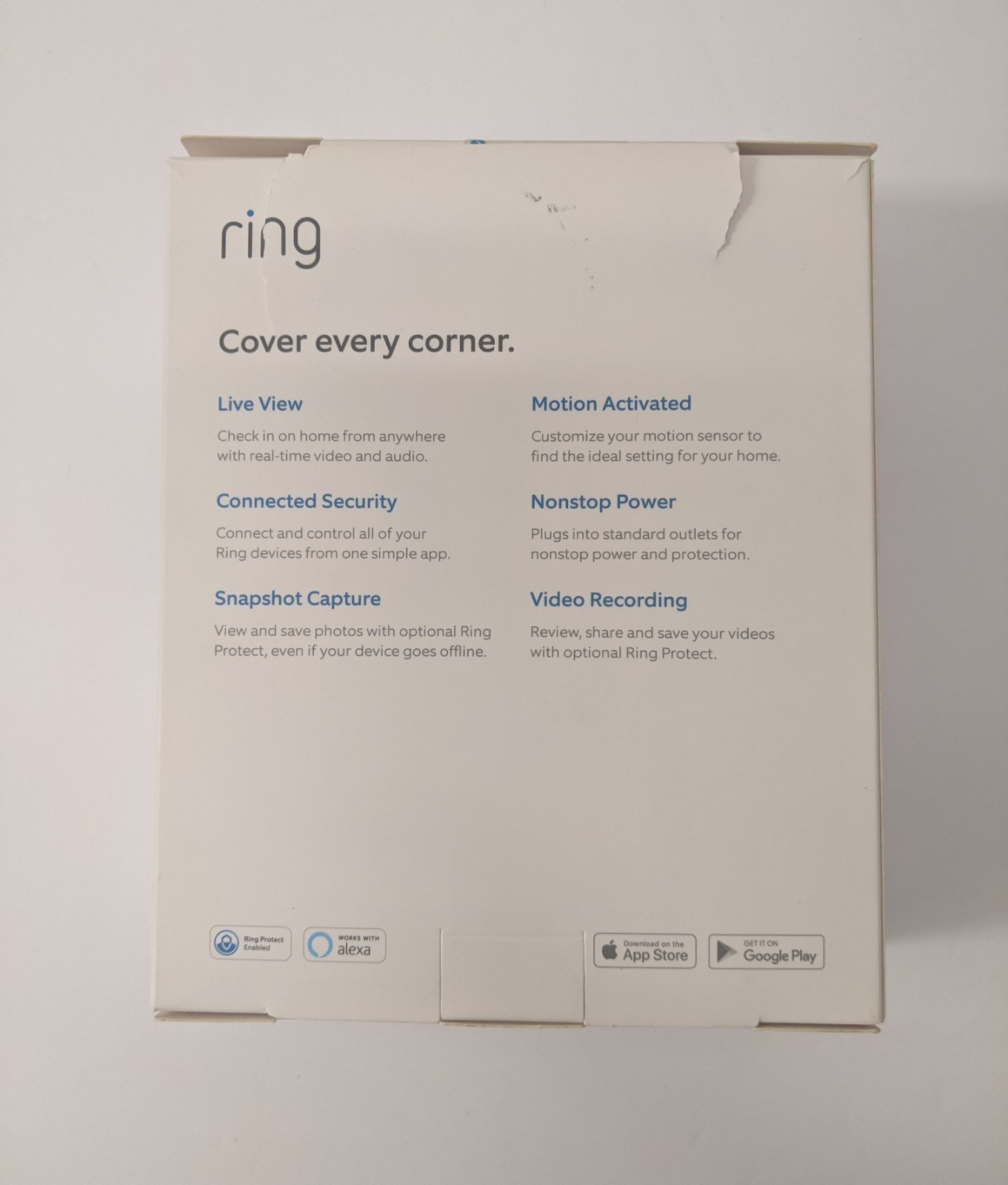 Ring Indoor Cam Compact Plug-In HD Security Camera with two-way talk – White