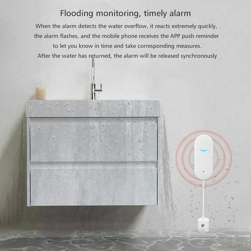 Tuya Smart WIFI Water Leak Sensor Alarm Flood Leakage Detector Overflow Alert