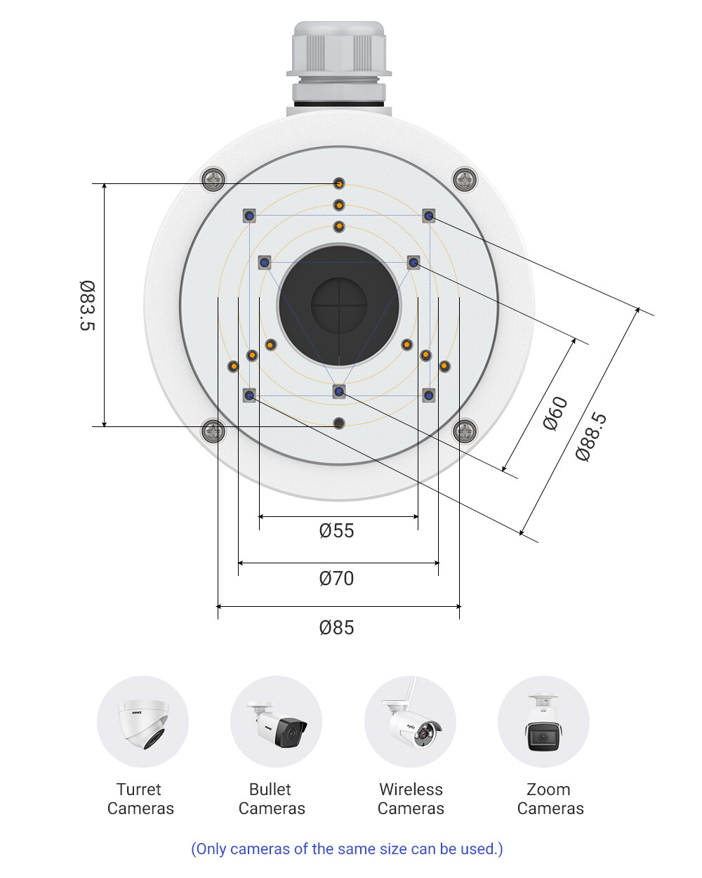 ANNKE Junction Box Wall Mount Bracket for Select CCTV Security Camera Waterproof