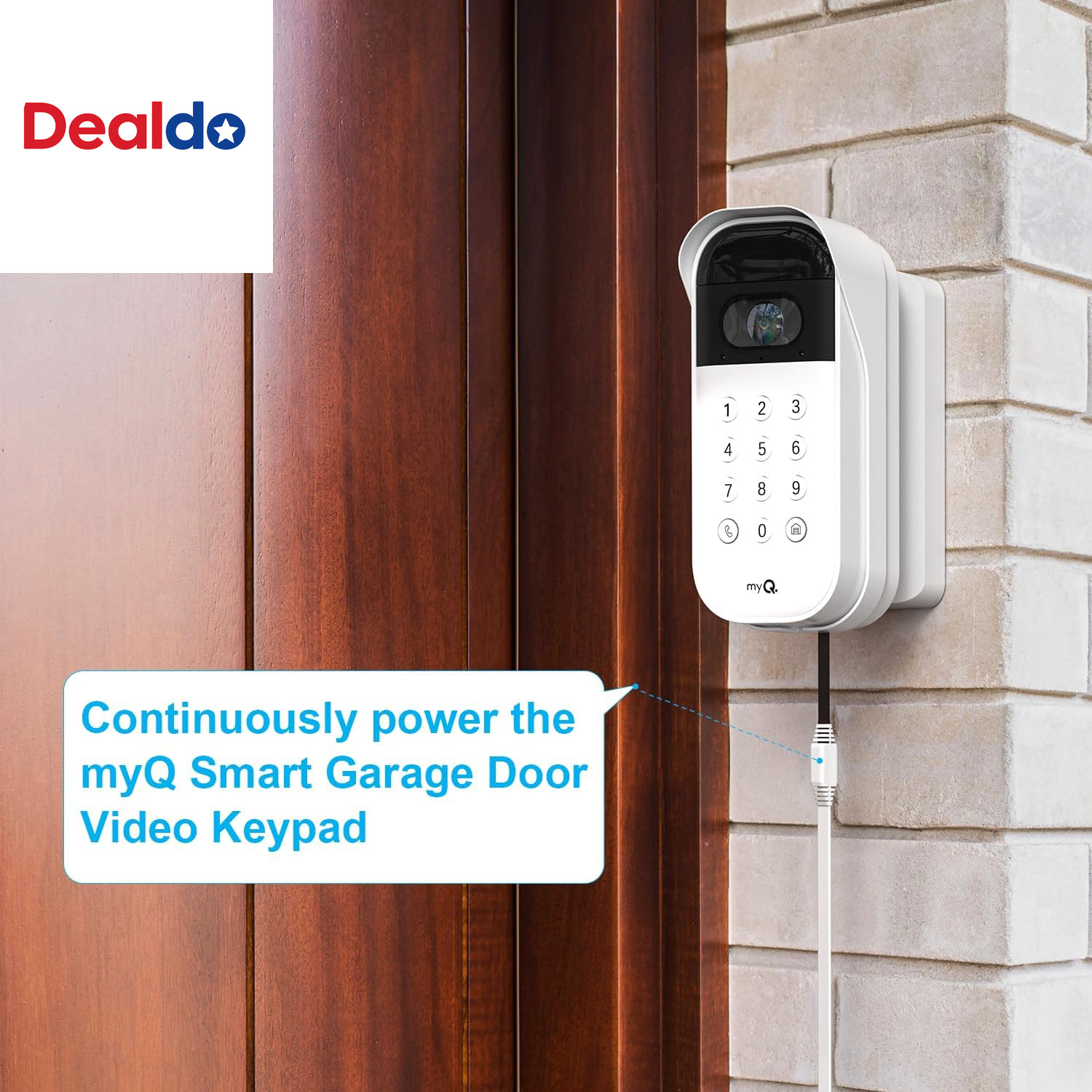 20Ft/6M Power Cable and Adapter for Myq Smart Garage Door Video Keypad, Weatherp