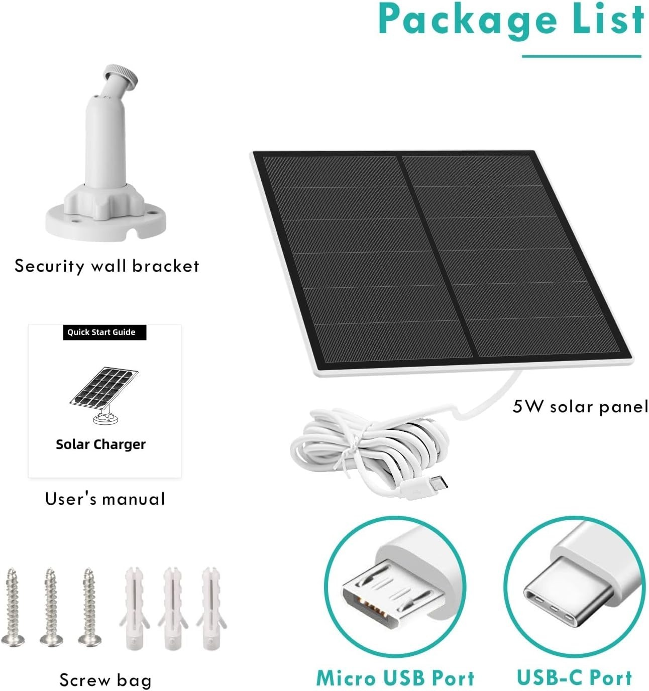 Waterproof Solar Panel 5W for Rechargeable Battery Cameras – USB Compatible