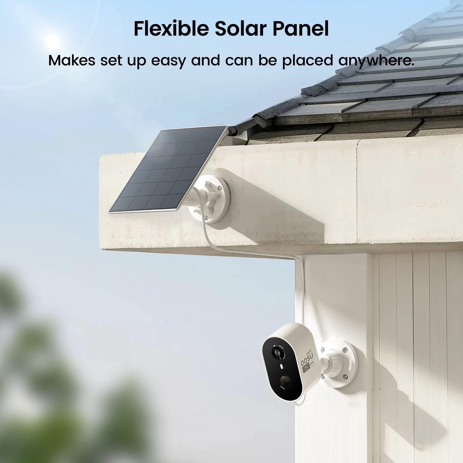 aosu 2K Solar Security Cameras Wireless Cam, 2Pack-Solar Cam/White